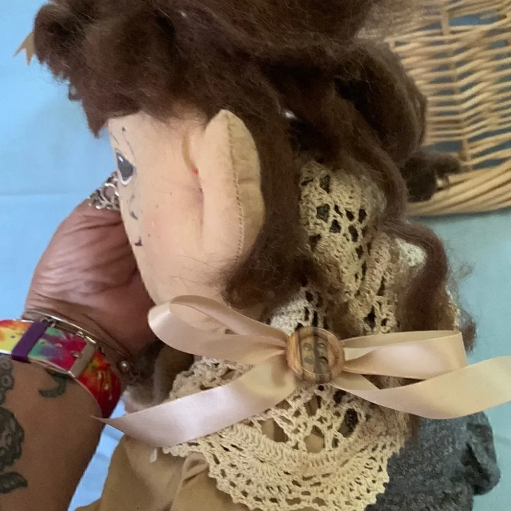 Doll Decor Folk Art Handmade 38” long Rustic Vintage Country